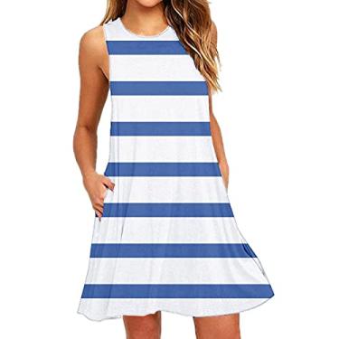 Imagem de Vestido feminino de verão plus size mini vestido sexy aberto nas costas vestido de verão vestido boutique vestido de festa casual, Azul, Small