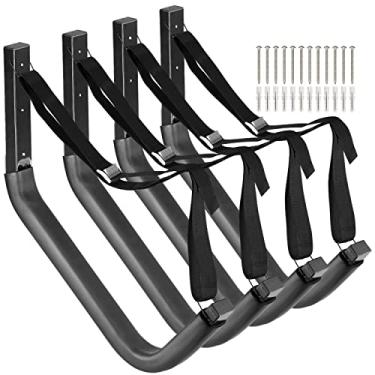 Imagem de Heavdace Racks de armazenamento de caiaque, pacote com 4 ganchos de garagem para canoas independentes, cabides de prancha de surf de 48 cm e suporte de prancha de stand-up paddle, capacidade de 68 kg