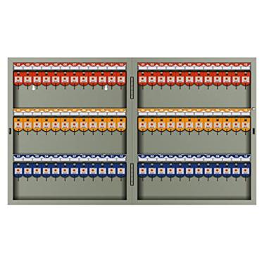 Imagem de Armário de chaves externo pátio jardim caixa de armazenamento de metal montada na parede resistente e durável 72/96/120 furos (cor: cinza, tamanho: 120 furos) (cinza 72 furos)