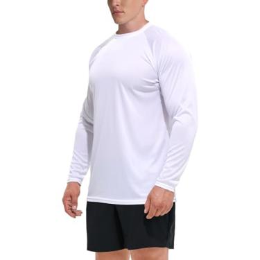 Imagem de GKVK Camiseta masculina FPS 50+ para pesca, Rash Guard, manga comprida, secagem rápida, para corrida, natação, Branco, GG