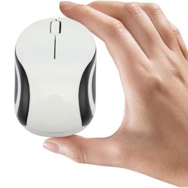 Imagem de Thanice Mini Mouse - Mouse infantil óptico sem fio pequeno para escola, viagens e PC/Mac - Receptor USB (branco)