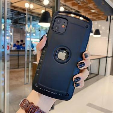 Imagem de Capa de titânio para venda à prova de choque para iPhone 13 12 11 14 Pro Max Capa de armadura resistente para iPhone 12 XS Max XR Capa de silicone rígido, preta, para iPhone 12