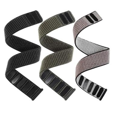 Imagem de Pacote com 3 pulseiras de relógio de nylon de gancho e laço compatível com Garmin Fenix 7/Fenix 6/Fenix 5, pulseira esportiva de 22 mm para Garmin Fenix 7 Pro/6 Pro/5 Plus/Epix Pro de 47 mm,