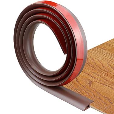 Imagem de Faixa de transição de piso autoadesiva para tapete e transições de piso, tira de acabamento de bordas de PVC para transições de limiar adequadas para altura limite inferior a 10 mm (6,56 pés, marrom)