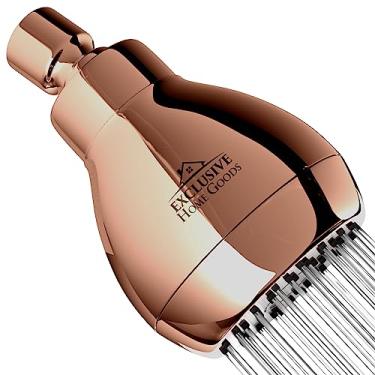 Imagem de Chuveiro de alta pressão – Chuveiro de banheiro luxuoso potente com fluxo de spray forte e pequenos bocais de silicone – Ajuste universal funciona com chuveiros de fluxo de água alto e baixo 1,8 GPM – ouro rosa