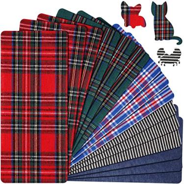 Imagem de 15 folhas de tecido remendado a ferro 12 x 28 cm ferro em roupas kit de reparo para conserto de padrão de Natal conserto sofá calças bolsos buracos joelhos cotovelo