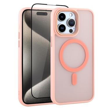 Imagem de Mophinda Capa de telefone magnética rosa para iPhone 15 Pro, compatível com Magsafe Soft TPU Bumper Case Proteção Mil-Grade, Resistente a Amarelecimento, Anti-riscos 15.5 cm