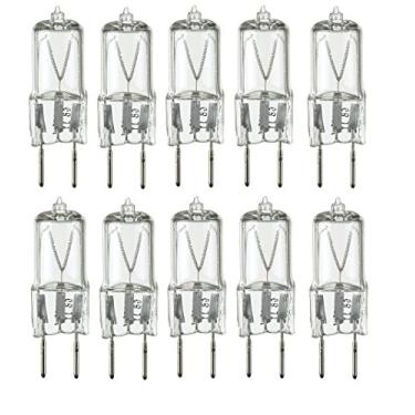 Imagem de Pacote com 10 lâmpadas 20W Xenon G8 – 120V T4 JCD Tipo – Base G8 Bi-Pin – Substituição de halogênio branco quente para sob gabinete, disco, mesa e iluminação de destaque – Design de longa duração