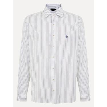 Imagem de Camisa Dudalina Masculina Comfort Fit Listrada Branca-Masculino