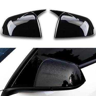 Imagem de TESEVO Capa de espelho retrovisor, material ABS, retrovisor, tampa do espelho lateral, capa de moldagem de porta lateral, acessórios de decoração exterior para Tesla modelo Y (preto brilhante)