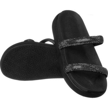 Imagem de Papete Birken Sandália 2 Tiras de Brilho Strass Chinelo Feminino  Moda Tendência Blogueiras.