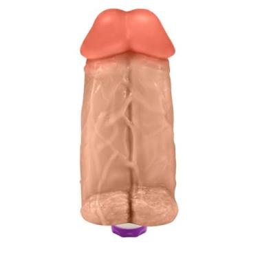 Imagem de Pênis Realístico Flexível Duplo Super Amigos com Vibrador 18 x 7,5cm Bege