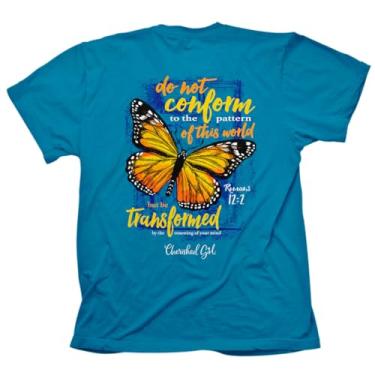 Imagem de Cherished Girl Camiseta feminina borboleta transformada - azul pacífico, Azul Pacífico, P