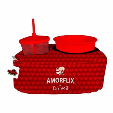 Imagem de Almofada Kit Pipoca Cinema 1 Copo Canudo Balde Namorados Amorflix