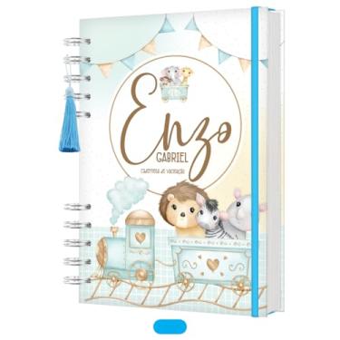 Imagem de Caderneta de Vacinação Atualizada 2024 Trenzinho Menino - Com Bolso, Tarsel, Elástico e Paginas Extras