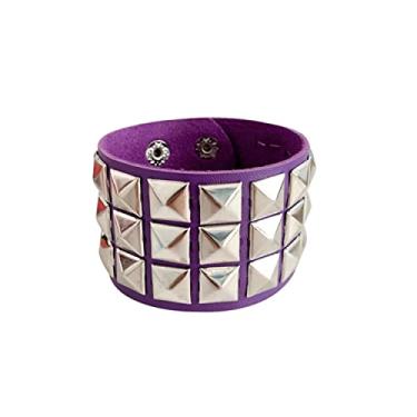 Imagem de Fuqimanman2020 1-2 peças, pulseira gótica de couro genuíno punk metal dos anos 80 para homens e mulheres, pulseira preta colorida ajustável com espigão de rocha rebite bracelete acessórios para lembrancinhas de festa, 1, Metal, Sem pedras preciosas