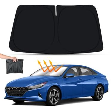 Imagem de LUNQIN Para-sol de carro para Hyundai Elantra 2021 2022 2023 2024 e Elantra Hybrid 21-24 Acessórios interiores automotivos pára-brisas para-sol protetor de isolamento dobrável protetor reflexivo