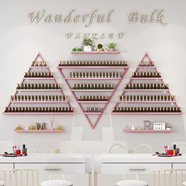 Imagem de Prateleira de armazenamento para esmalte de unha de salão de 5 camadas, suporte de rack de esmalte de metal triangular simples montado na parede/exibição de óleos essenciais de arte de pared