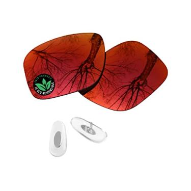 Imagem de Raydi Lentes de reposição de policarbonato e protetores de nariz para óculos de sol quadrados RayBan Chromance RB4264 58 mm - Espelho vermelho fogo - Polarizado