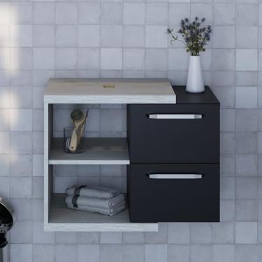 Imagem de Armário Gabinete Nexus 65cm Contemporâneo Snow/Preto Ônix