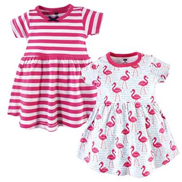 Imagem de Hudson Baby Vestidos de algodão para bebês meninas, Flamingo brilhante, 0-3 Meses