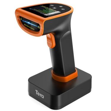 Imagem de Tera Scanner de código de barras sem fio com tela: Versão Pro 1D 2D QR com teclado de configuração digital, suporte de carregamento, funciona com leitor de código de barras sem fio Bluetooth 2.4G