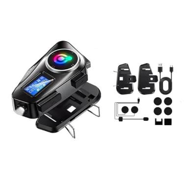 Imagem de DAGIJIRD Fone de ouvido para motocicleta, capacete, intercomunicador, sistemas de comunicação universais com tela LCD
