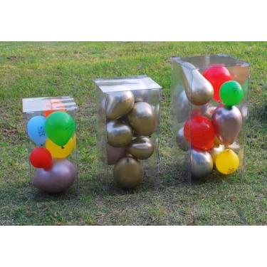 Imagem de Trio de Cubos mesas transparentes desmontáveis para festas 80,70 e 60cm