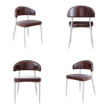 Imagem de Cadeira Bless Fixa com 4 Pés 55 X 52,5 X 77,5 Cm com 4 Unidades Café/Branco