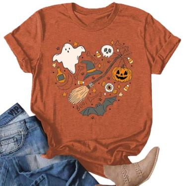 Imagem de Binval Camiseta feminina Hocus Pocus Halloween casual Sanderson Sisters Squad manga curta camisetas estampadas tops, Marrom - 76, G