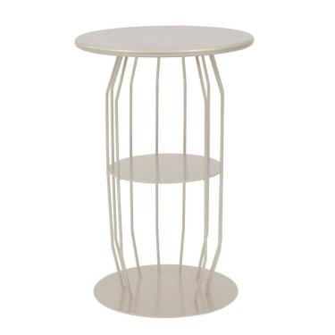 Imagem de Mesa Lateral Silueta Baixa Redonda Luxo Minimalista Champanhe