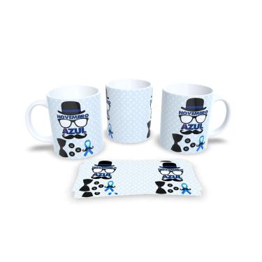 Imagem de Canecas Branca de Porcelana Personalizadas Novembro Azul