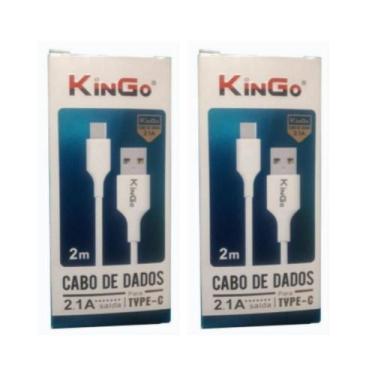 Imagem de Kit 2 Cabo De Dados Usb-C Kingo Branco 2M 2.1A Galaxy S20 Fe