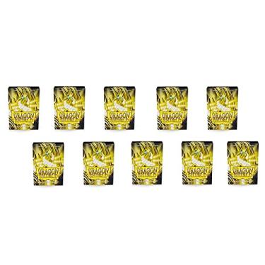 Imagem de 10 Packs Dragon Shield Matte Mini Japanese Yellow 60 ct Card Sleeves Display Case