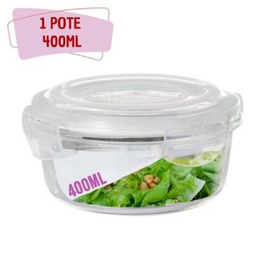 Imagem de Pote Tampa Hermetico 400ml Redondo Vidro Pequeno Alimentos - QUALITY H