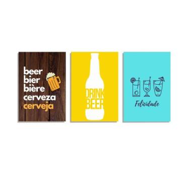 Imagem de Quadro Decorativo Bebidas Cerveja Churrasco Kits 3 Uni 036 - Create Co