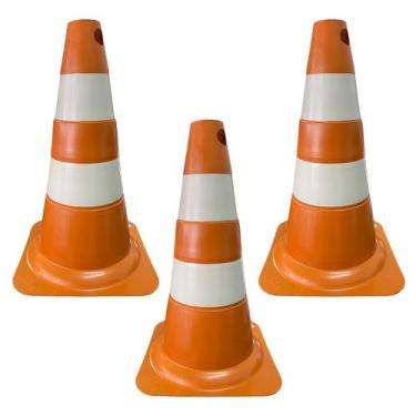 Imagem de Kit 3 Cone de Sinalização para Trânsito Estacionamento EPI Segurança L