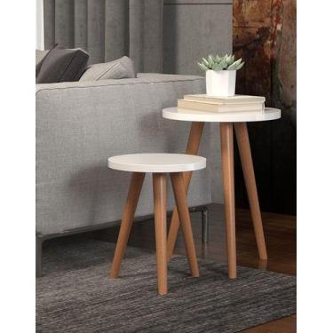 Imagem de Mesinha de Apoio Lateral Jogo de Mesa Pé Palito OffWhite - Colomi
