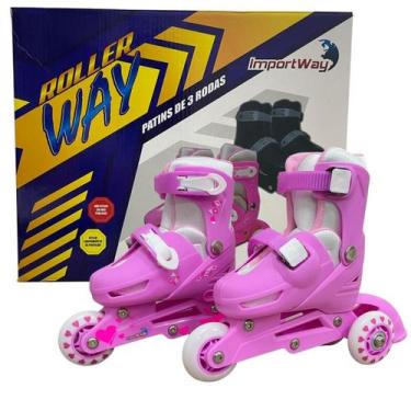 Imagem de Patins 3 rodas triline 2 em 1 infantil ajustável rosa 27-30 - Importwa
