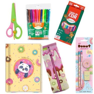 Imagem de Kit Material Escolar Completo Donuts 9 Itens - Leo & leo