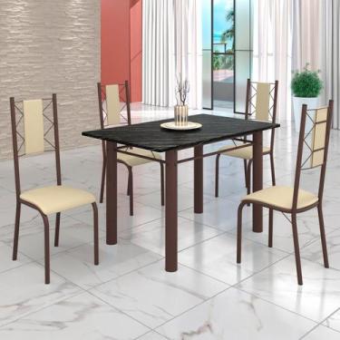 Imagem de Conjunto Sala de Jantar Bahia Mesa Tubo 120x75cm Tampo Pedra Ardósia I