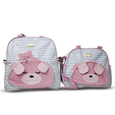 Imagem de Kit Sacola Mochila Maternidade Frasqueira Ursão Mave Baby, Cinza listr