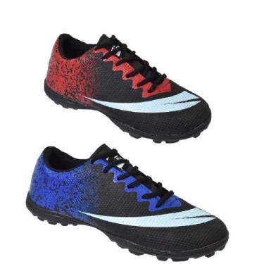Imagem de Chuteira Society Adulto e Infantil 2 Pares - Perflex, Preto azul, Pret