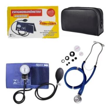 Imagem de Kit Estetoscopio Duplo + Aparelho De Medir Pressão Esfigmomanometro - 