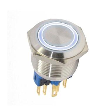 Imagem de Botão Antivandalismo Iluminado 22mm 24VCA Momentâneo Luz Branca Metalt