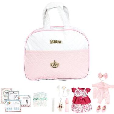 Imagem de Bolsa Maternidade 19 Acessórios de Baby Reborn Rosa Pequena - Love