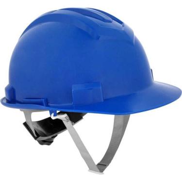 Imagem de Capacete aba frontal, azul escuro, com jugular e suspensão com catraca