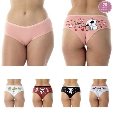 Imagem de Kit com 20 Calcinhas Sula Algodão Penteado - Click Mais Bonita, G