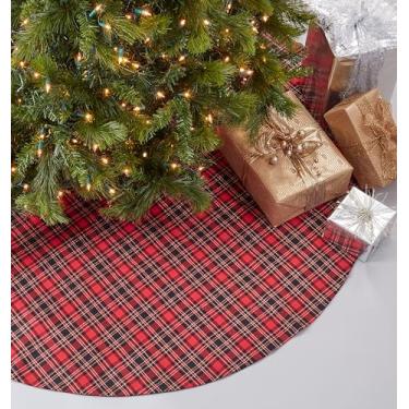 Imagem de SARO LIFESTYLE 2669.R56R Saia para árvore de design xadrez, vermelha, 142 cm