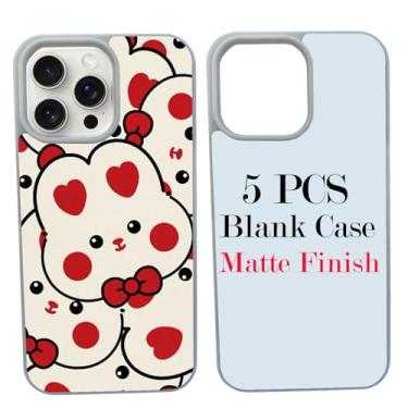 Imagem de JUSTRY Capa de telefone com 5 peças de sublimação em branco para impressão projetada para iPhone 15 Pro Max, borracha macia + inserção de alumínio, impressão personalizada, capa protetora